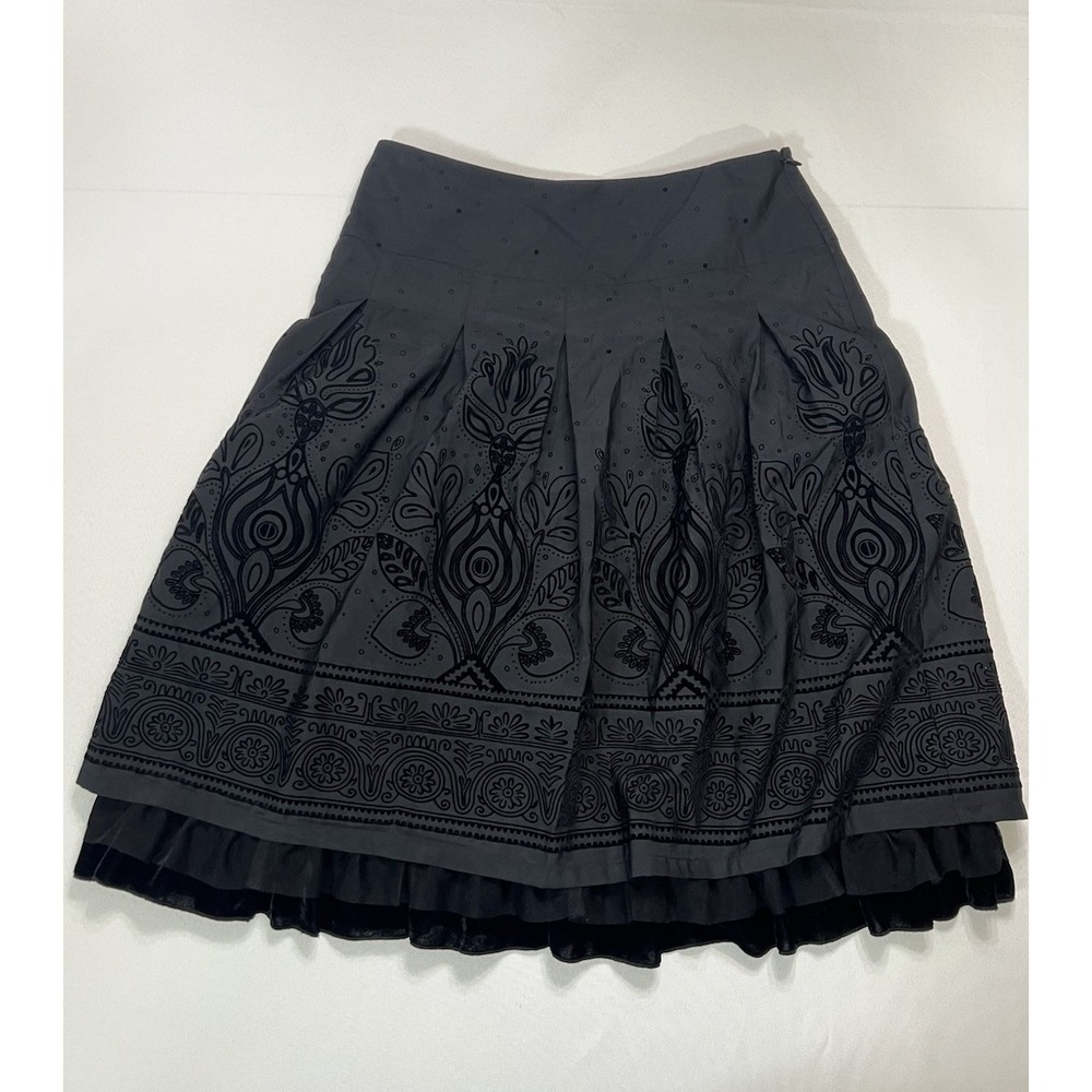 Vintage Skirt Sz 4 Black Gothic Whimsigoth Witchy Vamp Velvet Layered Y2K Midi